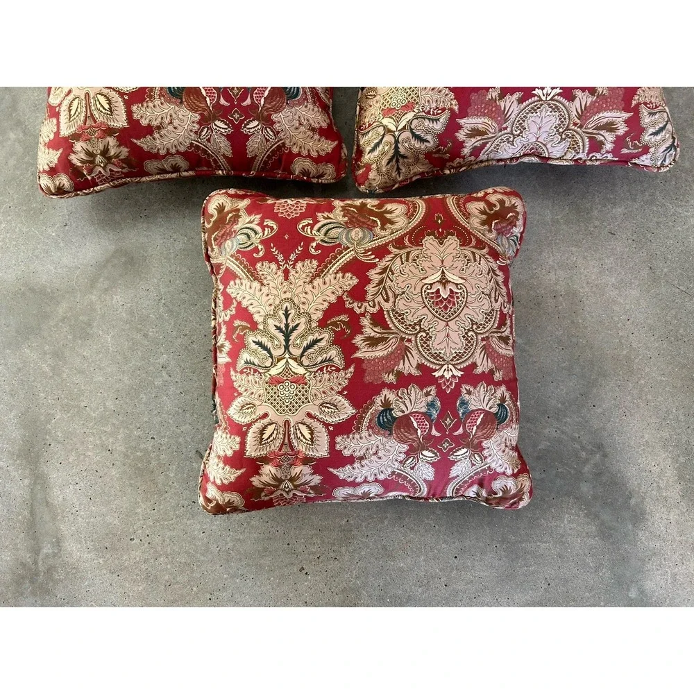 Custom Ralph Lauren Jardiniere Red Floral Throw‎ Pillow Lot Of 3